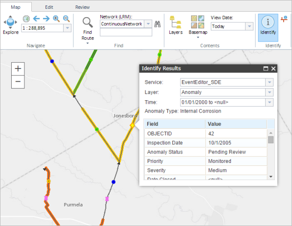 Features identified on the map Features identified on the map
